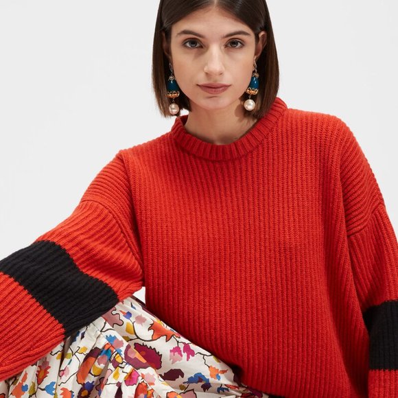 LA DoubleJ Sweaters - LA DoubleJ Crew Boy Sweater in Arancio Nero color M